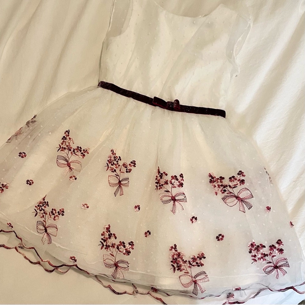 Biscotti | Girls Size 5 White Swiss Dot Embroidered Fit & Flare Dress
